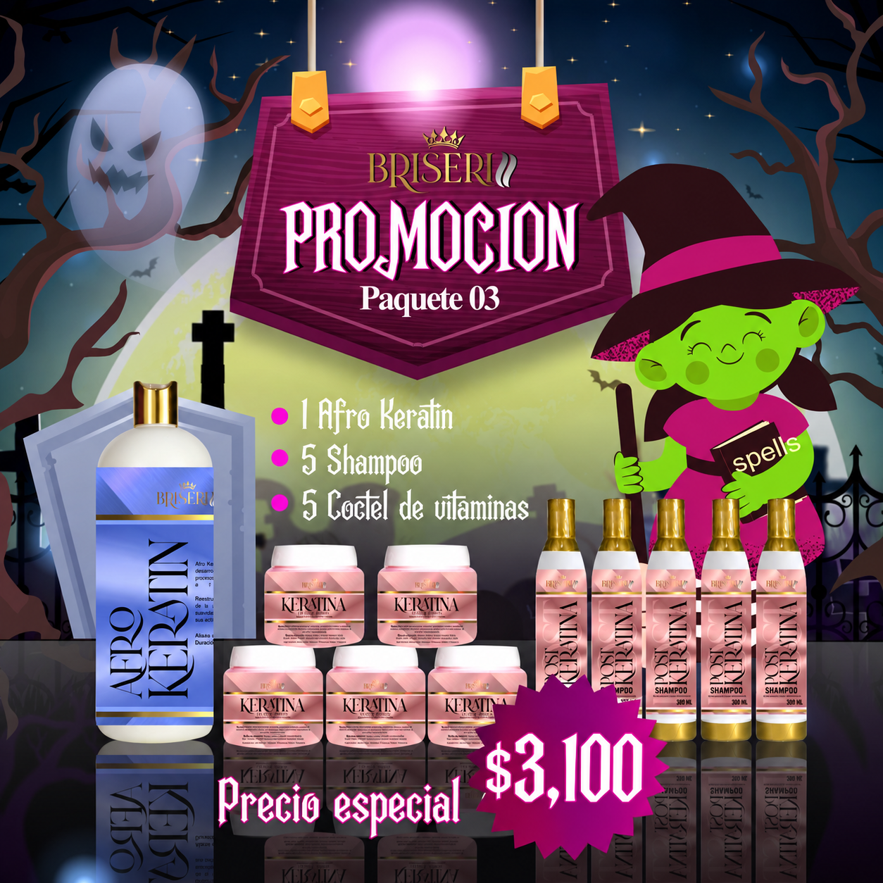 Promoción Halloween paquete Afro keratin