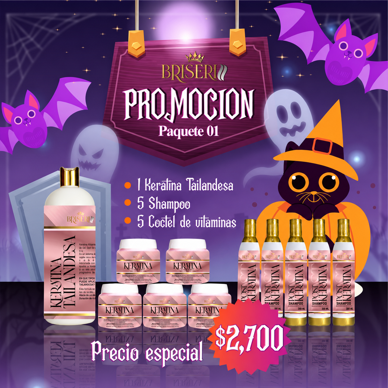Promoción halloween paquete Keratina tailandesa sin tiempo de pose
