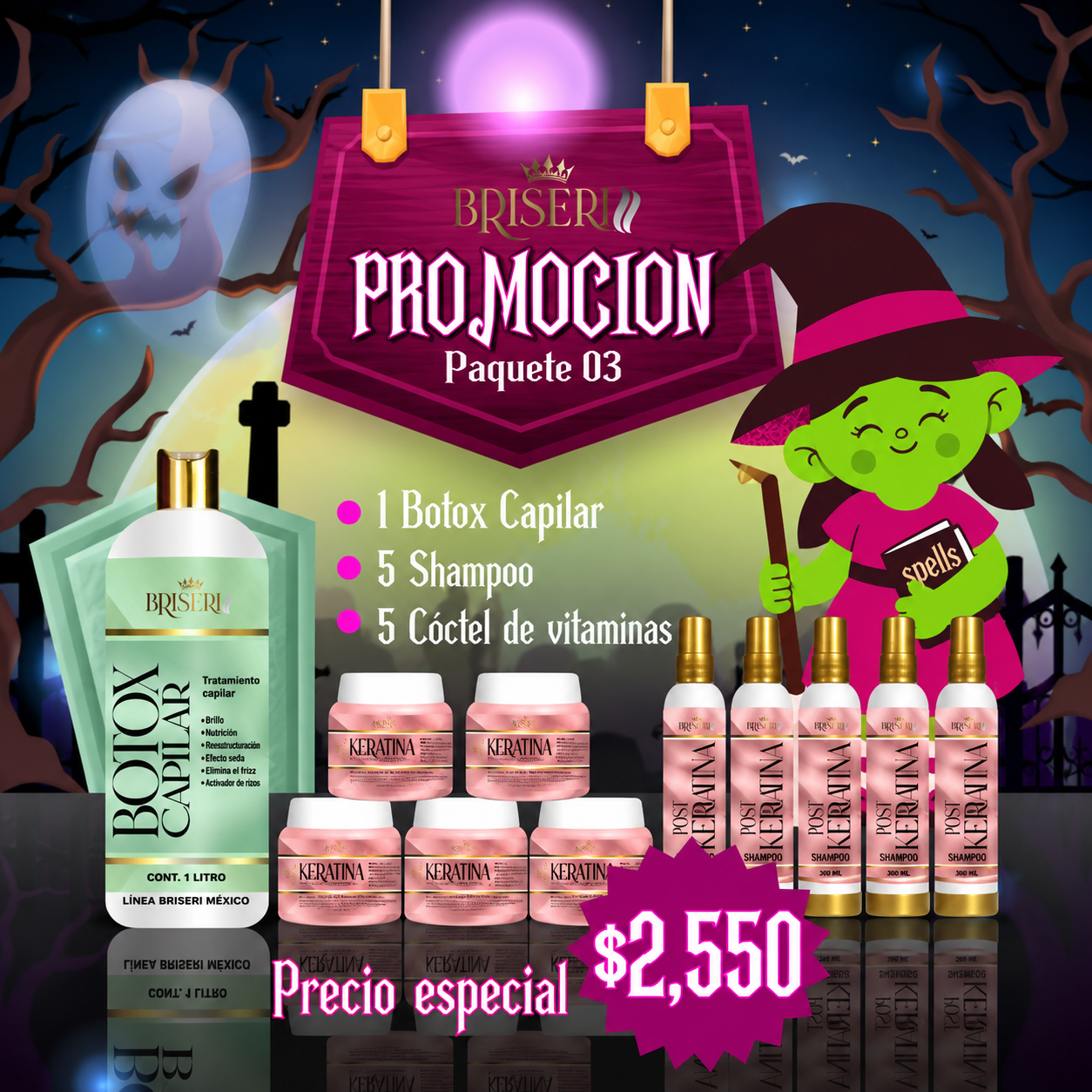 Promoción Halloween paquete botox capilar